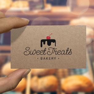 Carte De Visite Pâtisserie Chef Gâteau Sucré Logo Boulangerie Rust