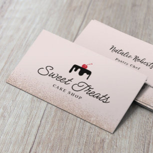 Carte De Visite Pâtisserie Chef gâteau sucré Logo Parties scintill