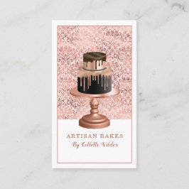 Carte De Visite Pâtisserie Chef Rose Gold Faux Couche d'huile Gâte