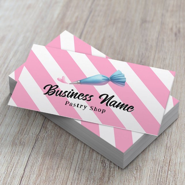 Carte De Visite Pâtisserie Chef Sac de tuyauterie & Heart Pink Str (Créateur téléchargé)