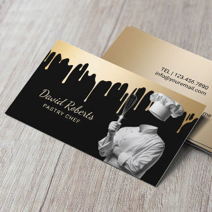 Carte De Visite Pâtisserie Chef & Whisk Congés d'or moderne Boulan
