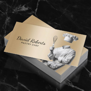 Carte De Visite Pâtisserie Chef & Whisk Moderne Boulangerie Or
