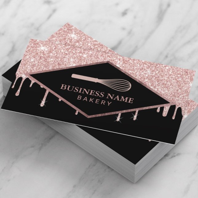 Carte De Visite Pâtisserie Cupcake Boulangerie Whisk Rose Gold Dri (Créateur téléchargé)