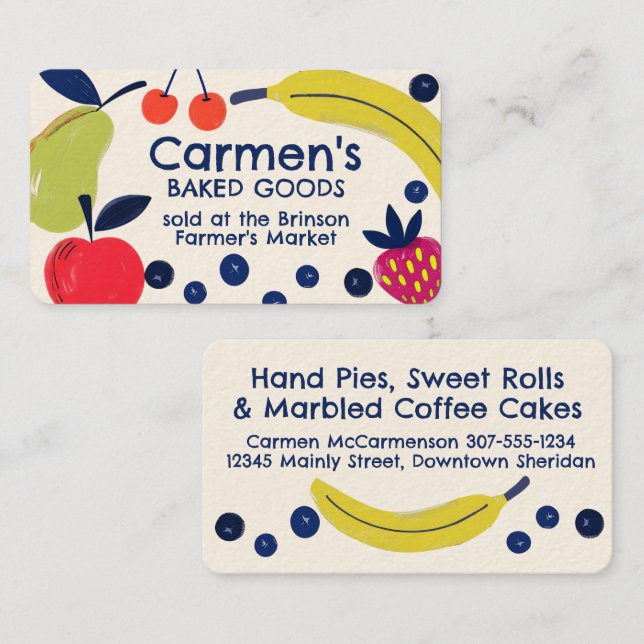 Carte De Visite Pâtisserie de fruits mélangés boulangerie pâtisser (Devant / Derrière)