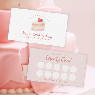 Carte De Visite Pâtisserie de gâteau au cœur aquarelle