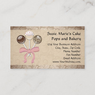 Carte De Visite Pâtisserie de Pop Cake au Damassé de Cacao Élégant