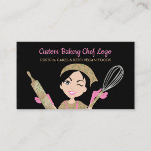 Carte De Visite Pâtisserie Eucalyptus Chef Boulangerie Logo Noir