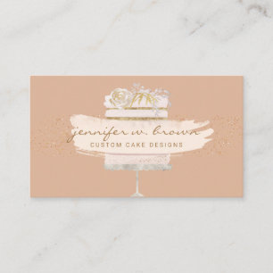 Carte De Visite Pâtisserie florale orange pailletée