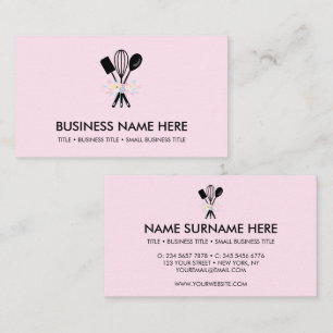 Carte De Visite pâtisserie Minimal Bakery Cuisine Pizzeria rose