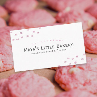 Carte De Visite Pâtisserie minimaliste à pois rose scintillant