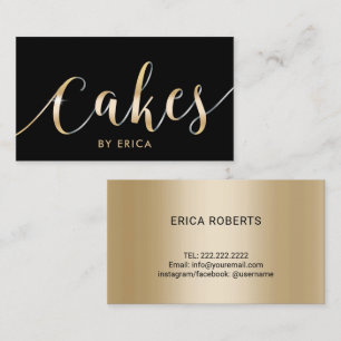Carte De Visite Pâtisserie moderne Black & Gold Chef boulangerie