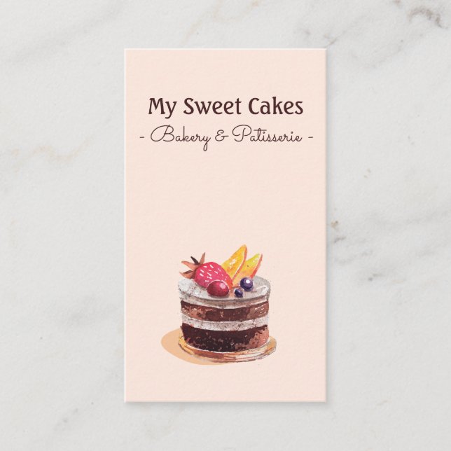 Carte De Visite pâtisserie pâtisserie moderne aquarelle cupcake de (Devant)
