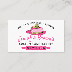 Carte De Visite Pâtisserie Pâtisserie Pink Cake Slice