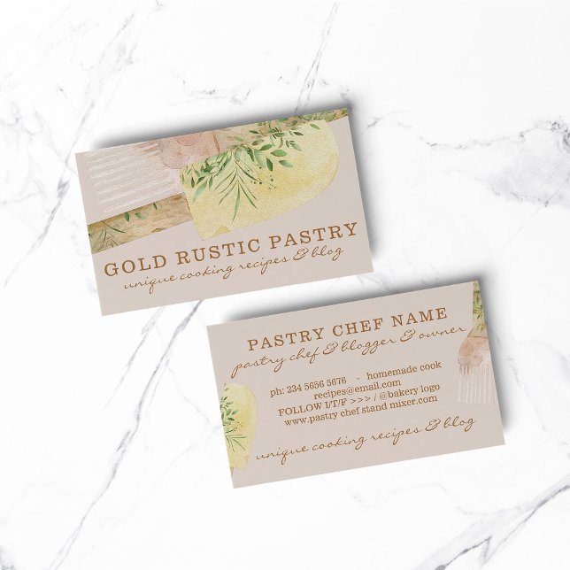 Carte De Visite Pâtisserie rose beige Chef Café Cake Café spatula  (bakery business  chef)