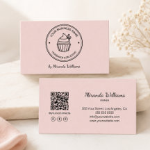 Pâtisserie Rose Votre Propre Logo QR Réseaux Socia