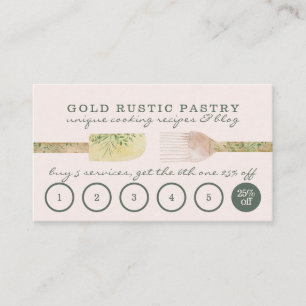 Carte De Visite Pâtisserie Rustique rose sauge boulangerie chef fi
