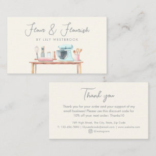 Carte De Visite Pâtissier Boulangerie Aquarelle Merci Élégant