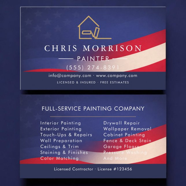 Carte De Visite Patriotic House Painter Modern (Créateur téléchargé)
