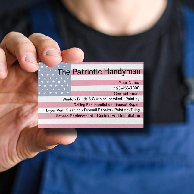 Carte De Visite Patriotique américain Handyman Services (Créateur téléchargé)