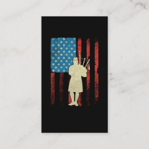 Carte De Visite Patriotique Bagpiper American Drapeau USA Bagpipes
