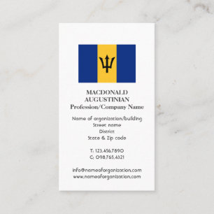 Carte De Visite Patriotique BARBADOS FLAG Ajouter Photo