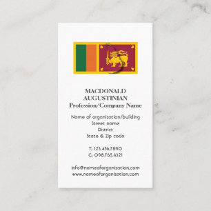 Carte De Visite Patriotique DRAG SRI LANKA Ajouter Photo
