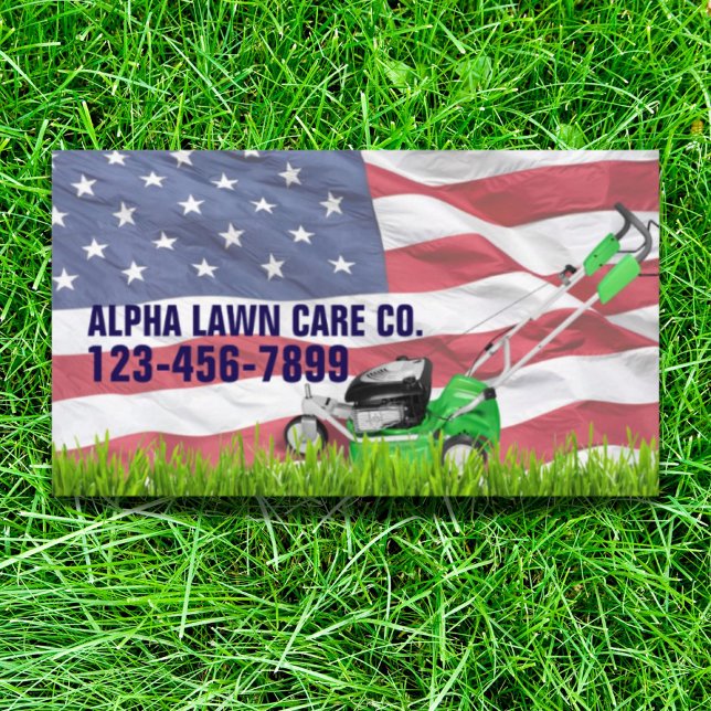 Carte De Visite Patriotique Vétérinaire Jardin Landscaping Grass M (Patriotic Veteran Yard Landscaping Grass Mowing Business Card)