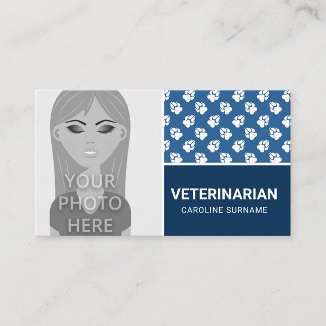 Carte De Visite Patrouilles en bleu et votre propre photo Animal v (Devant)