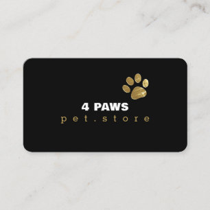 Carte De Visite Patte de chien - Magasin d'animaux moderne noir