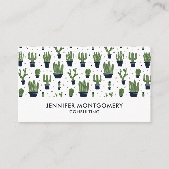 Carte De Visite Pattern Rustic Green Cactus (Devant)