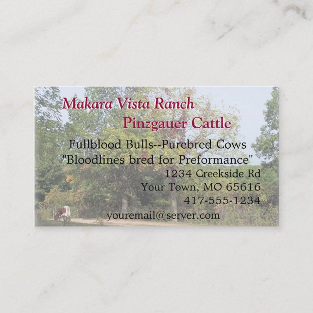 Carte De Visite Pâturage des entreprises Card2-customize de vache (Devant)