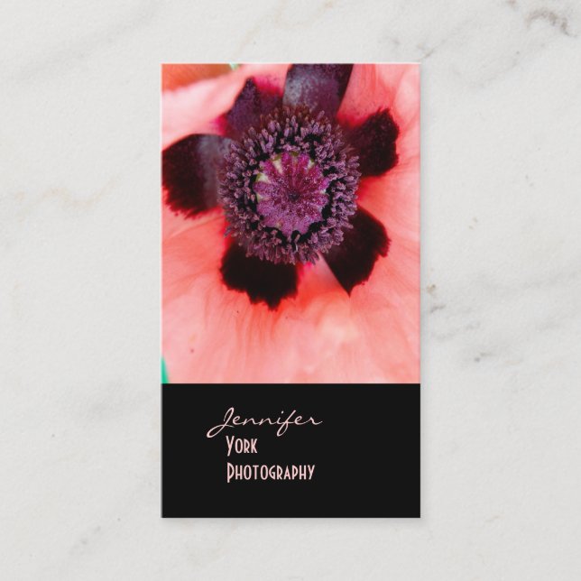 Carte De Visite Pavot rose, macro photo (Devant)