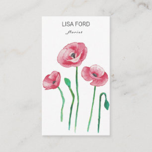 Carte De Visite Pavots à l'aquarelle