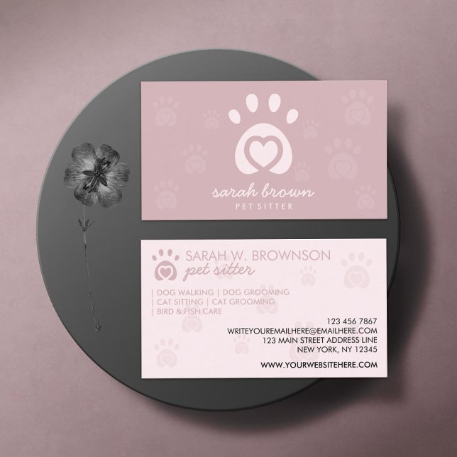 Carte De Visite Paw Logo Imprimer Animaux de compagnie Grooming Ch (Créateur téléchargé)