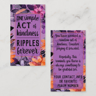 Carte De Visite Pay it Forward Random Act Kindness Purple Orange