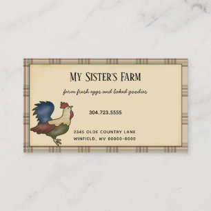 Carte De Visite Pays Agritourisme Coq Plaid Rustique