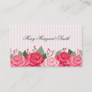 Carte De Visite Pays Chic Roses/Stripes Appel/Carte de visite