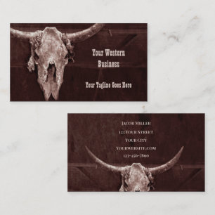 Carte De Visite Pays de l'Ouest Brown Russe Cowboy Bull Cow Crâne
