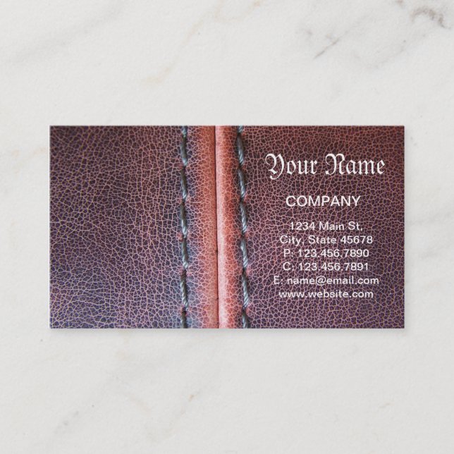 Carte De Visite Pays de l'Ouest Patiné Stitch Faux Cuir (Devant)