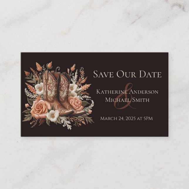 Carte De Visite Pays élégant moderne Occidental- Fleurs (Devant)