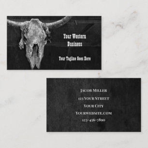 Carte De Visite Pays Occidental Taureau de cowboy noir et blanc