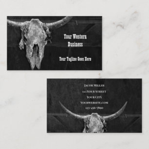 Carte De Visite Pays Occidental Taureau de cowboy noir et blanc