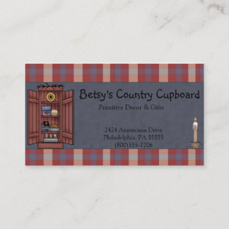 Carte De Visite Pays primitif Americana Rouge, blanc, bleu Plaid
