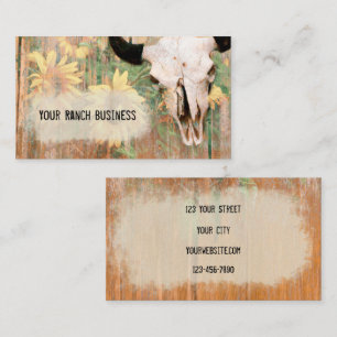 Carte De Visite Pays rustique Ouest Taureau Taureau Bois de Tourne