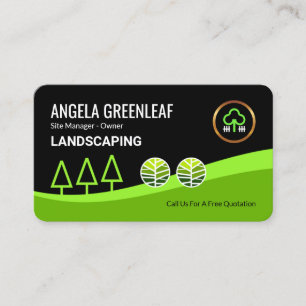 Carte De Visite Paysage de jardin vert brillant en couches