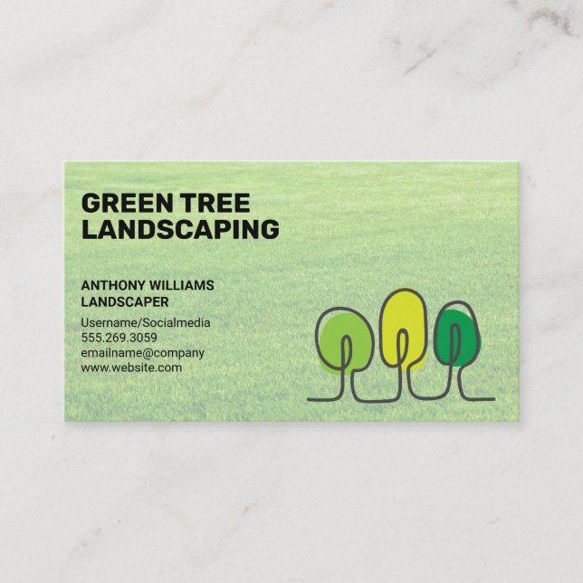Carte De Visite Paysage | Herbe | Logo de l'arbre (Devant)