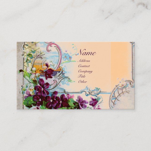 Carte De Visite Paysage hivernal ROMANTICA, Pansies rose blanc (Devant)