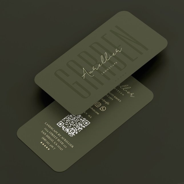 Carte De Visite Paysage jardinier Botaniste Arboriste vert moderne (Landscape Gardener Botanist Arborist Green Modern Business Card
)