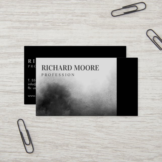 Carte De Visite Paysage moderne élégant noir et blanc Abstrait (Devant/Arrière en situation)