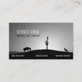 Carte de visite paysage noir blanc Sunset
